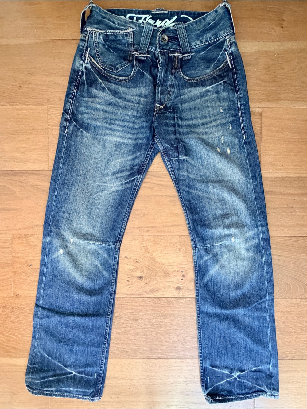 VTG Ed Hardy Embroidered Flaming Skull Jeans 31x34 Y2K Denim Grail McBling EUC